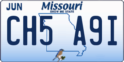 MO license plate CH5A9I