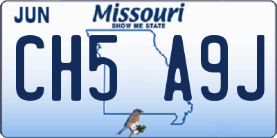 MO license plate CH5A9J