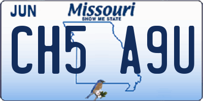 MO license plate CH5A9U