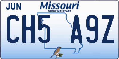 MO license plate CH5A9Z
