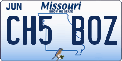 MO license plate CH5B0Z