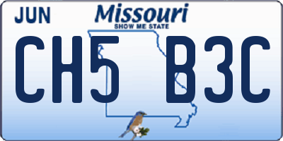 MO license plate CH5B3C