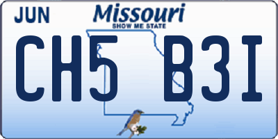 MO license plate CH5B3I