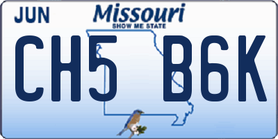 MO license plate CH5B6K