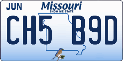 MO license plate CH5B9D