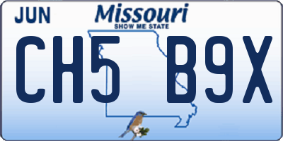 MO license plate CH5B9X