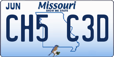MO license plate CH5C3D