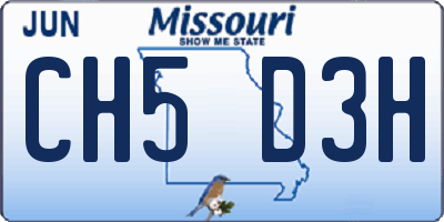 MO license plate CH5D3H