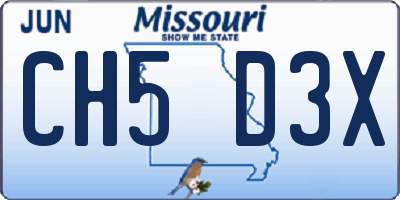 MO license plate CH5D3X