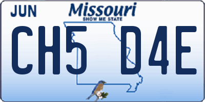 MO license plate CH5D4E