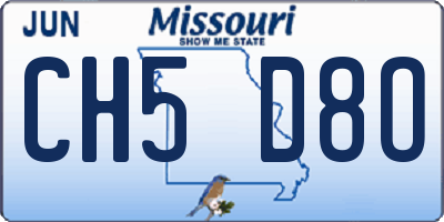 MO license plate CH5D8O