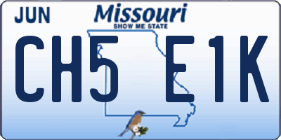 MO license plate CH5E1K
