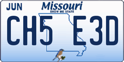 MO license plate CH5E3D