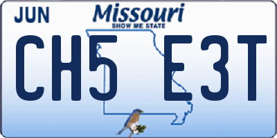 MO license plate CH5E3T