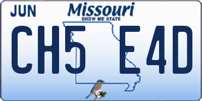 MO license plate CH5E4D