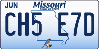 MO license plate CH5E7D