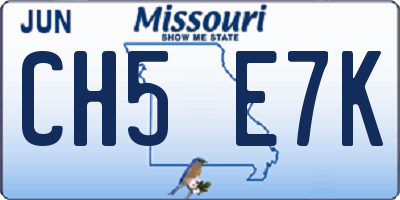 MO license plate CH5E7K