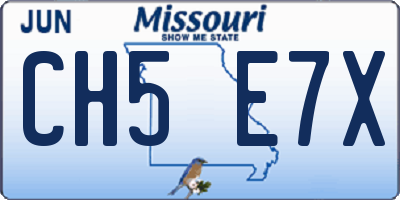 MO license plate CH5E7X