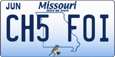 MO license plate CH5F0I