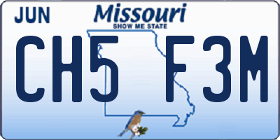MO license plate CH5F3M