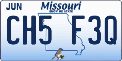 MO license plate CH5F3Q