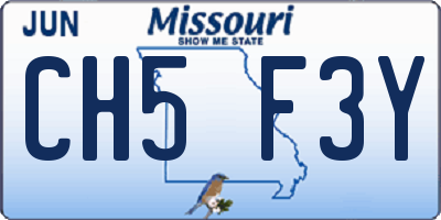 MO license plate CH5F3Y