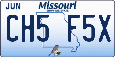 MO license plate CH5F5X