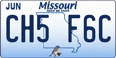 MO license plate CH5F6C