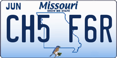 MO license plate CH5F6R