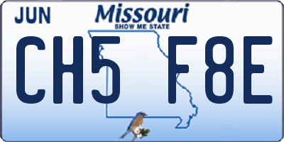 MO license plate CH5F8E