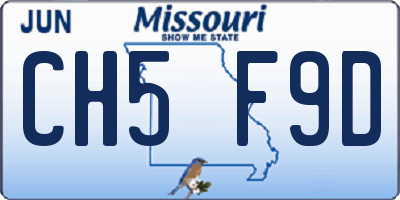 MO license plate CH5F9D