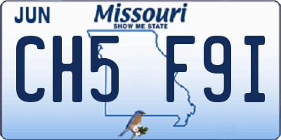 MO license plate CH5F9I