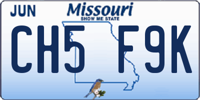 MO license plate CH5F9K