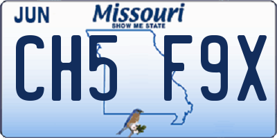 MO license plate CH5F9X