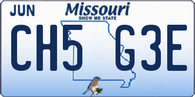 MO license plate CH5G3E