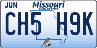 MO license plate CH5H9K