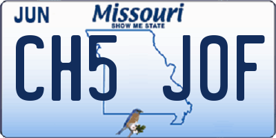 MO license plate CH5J0F