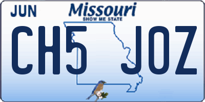 MO license plate CH5J0Z