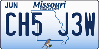 MO license plate CH5J3W