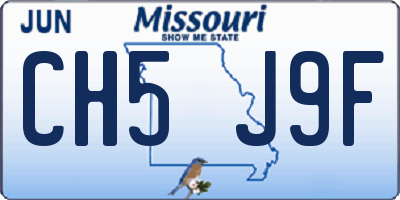 MO license plate CH5J9F
