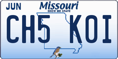 MO license plate CH5K0I