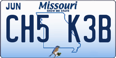 MO license plate CH5K3B