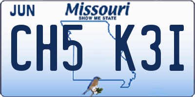 MO license plate CH5K3I