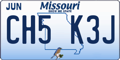 MO license plate CH5K3J