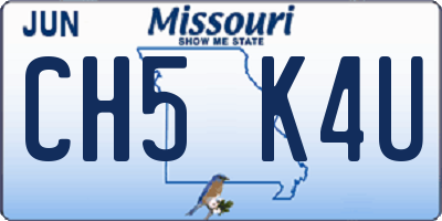MO license plate CH5K4U