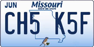 MO license plate CH5K5F