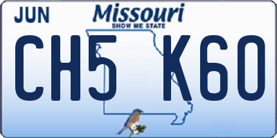 MO license plate CH5K6O