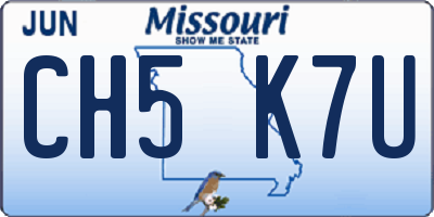 MO license plate CH5K7U
