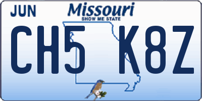 MO license plate CH5K8Z