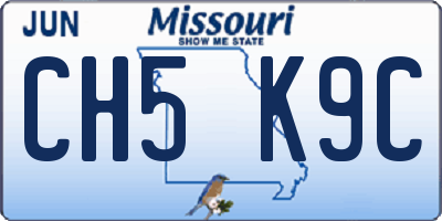 MO license plate CH5K9C